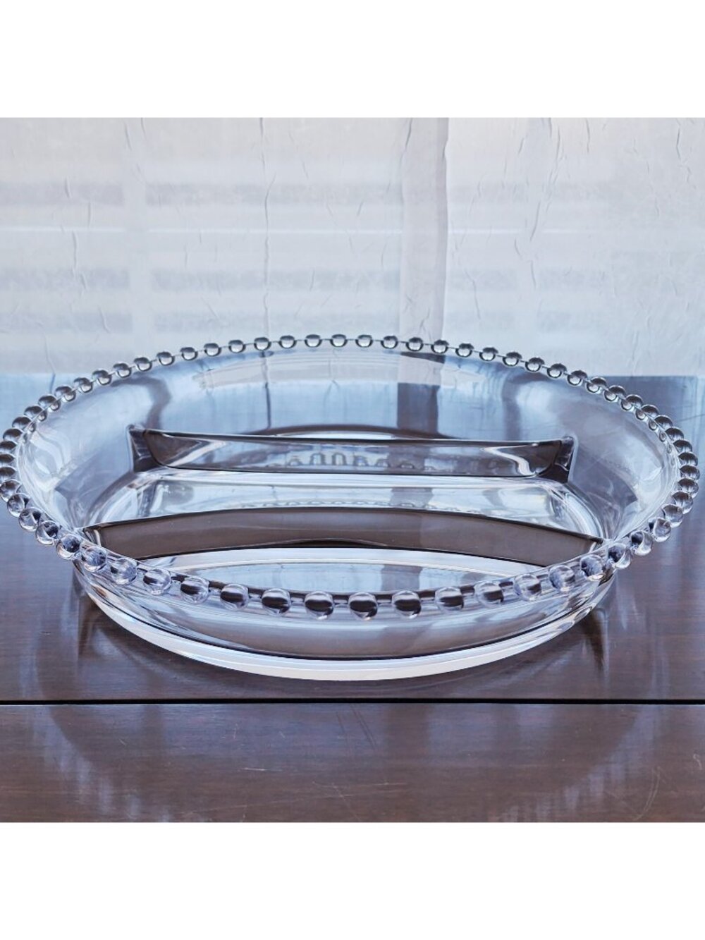 Imperial Glass Candlewick Divided Tray 10" 3 sections round bubble edge dish vtg